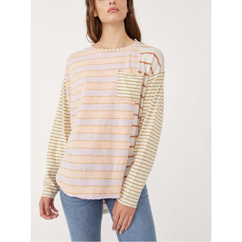 Free People Striped Long Sleeve Top